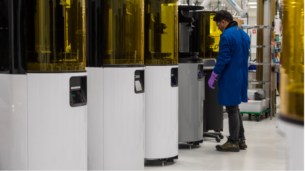 Carbon DLS M2 3D printers. Image via Incase.