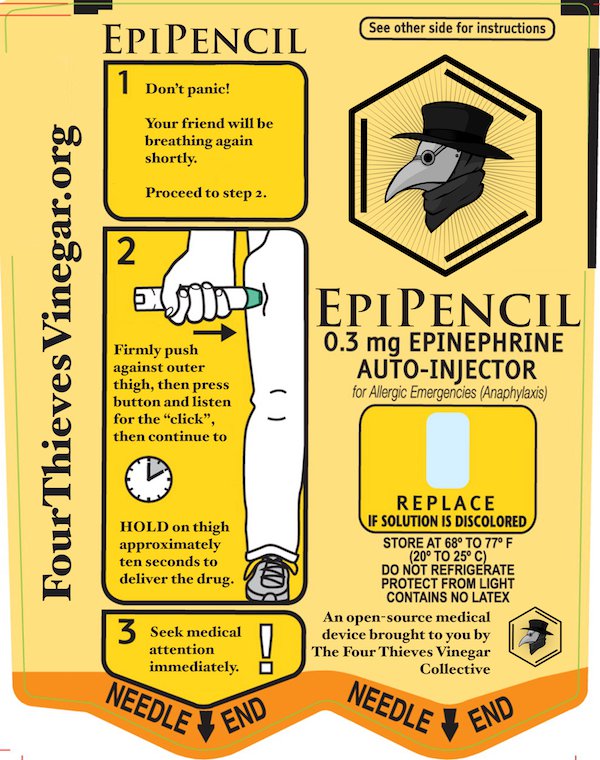 Instructions for the 3D printed EpiPencil. Image via the Four Thieves Collective.