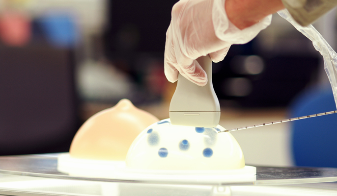 Standard types of breast phantoms used in mammography research. Photo via Kyoto Kagaku.